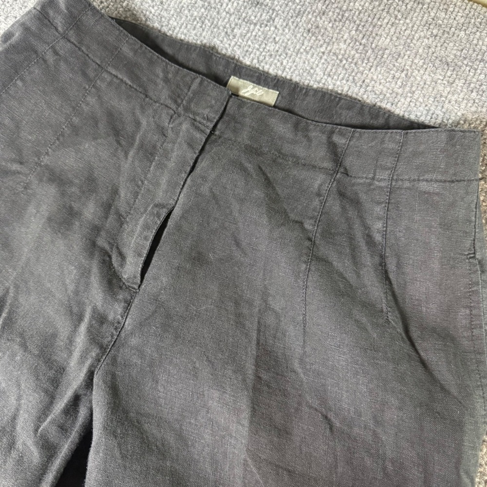 J Jill Petite Linen Wide Leg Pants Trousers‎ 2P Black Casual Career